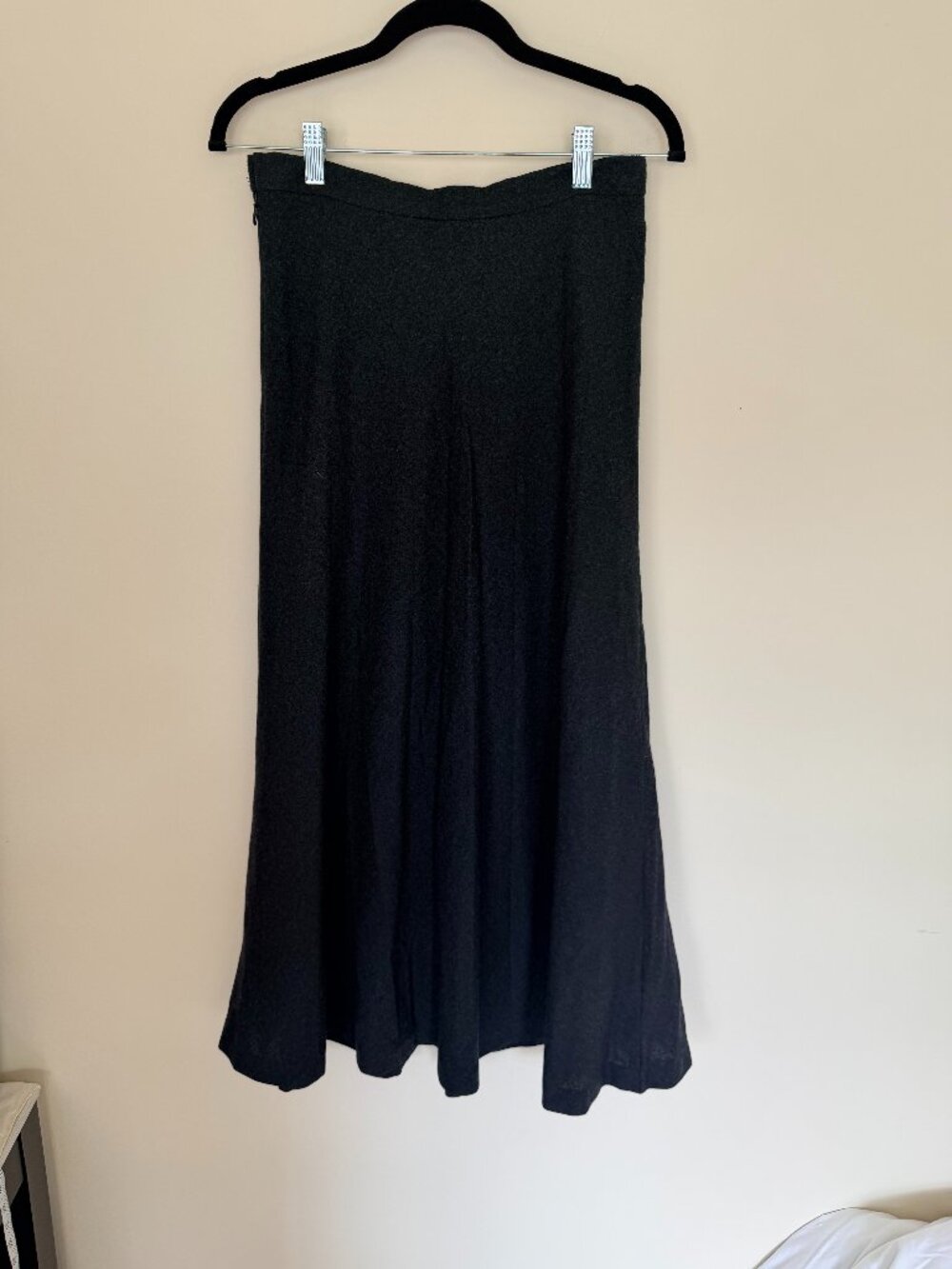 Christian Aujard Paris Vintage 100% Wool Black Skirt Bemberg Lined Made in Japan